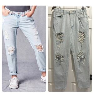 BDG Urban Outfitters MOM High Rise Jeans Light Denim Slash Distressed Size 30